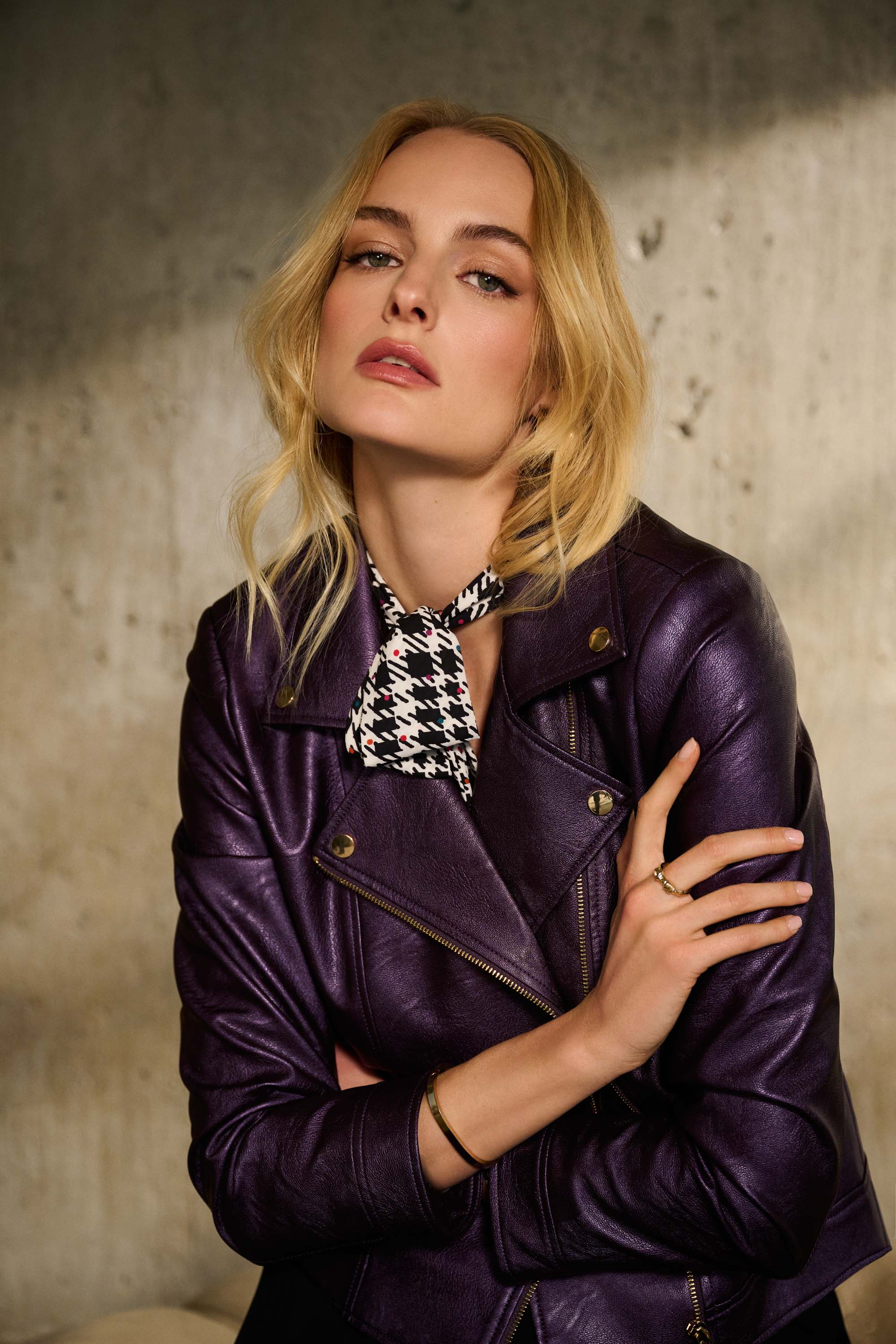 Metallic faux leather jacket hotsell