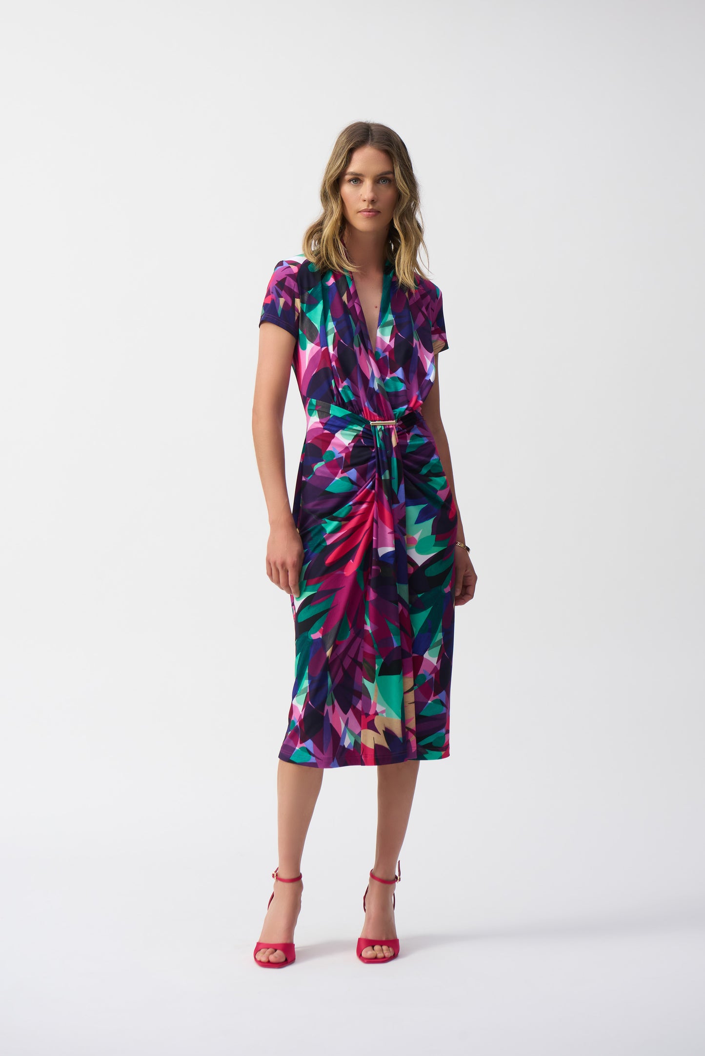 Joseph Ribkoff Tropical Print Wrap Dress Multi 251042