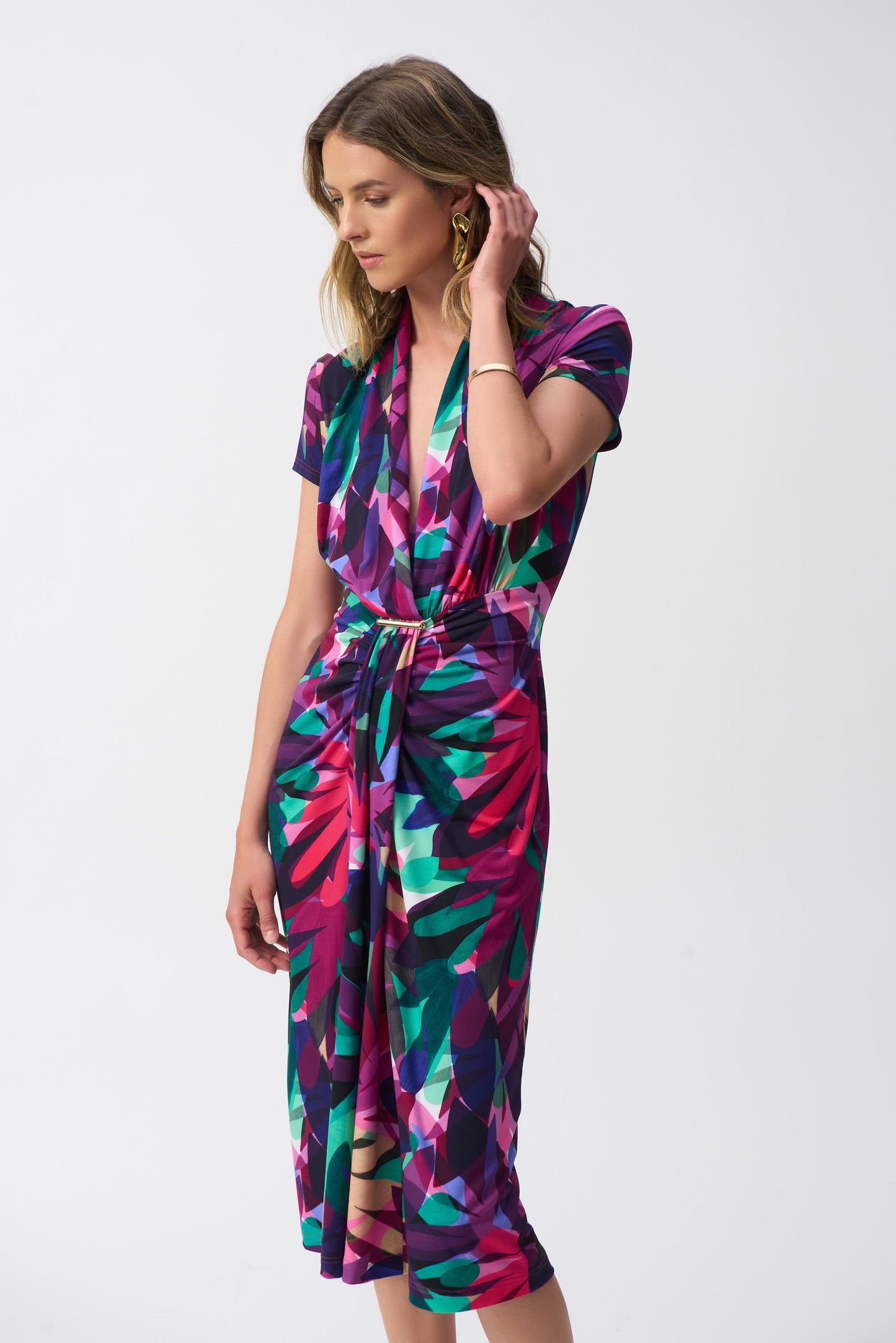 Joseph Ribkoff Tropical Print Wrap Dress Multi 251042