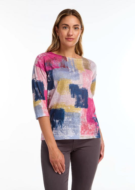 FDJ Drop Shoulder Boat Neck Top Rothko Print 3435451