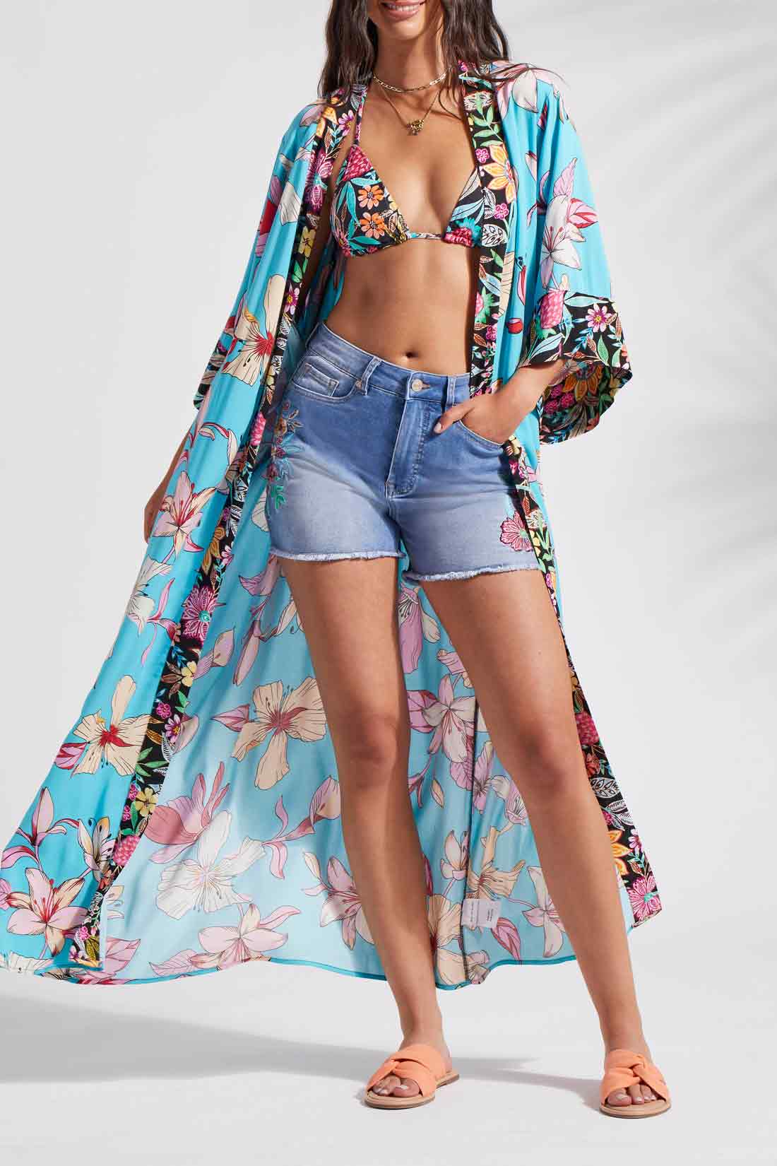 Tribal Brooke Girlfriend Shorts w/Embroidery Sky Blue 5395XX-4798-0293