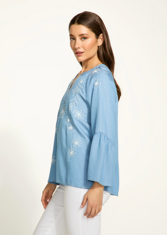 FDJ Embroidered Chambray Shirt Indigo 7051846