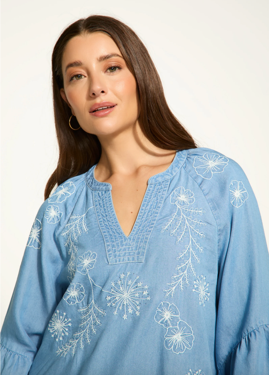 FDJ Embroidered Chambray Shirt Indigo 7051846