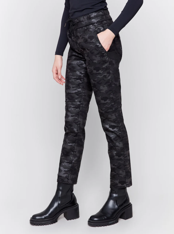 Charlie B Camo Print Jogger Pant Black C5531-920B-P001