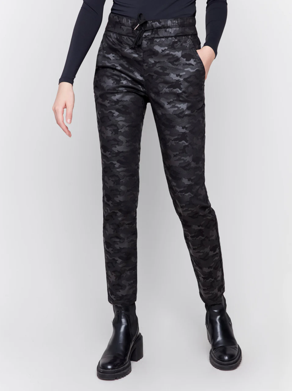 Charlie B Camo Print Jogger Pant Black C5531-920B-P001