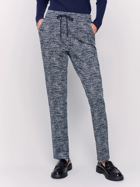 Charlie B Plaid Knit Jogger Pant Navy C5559-922B-P117