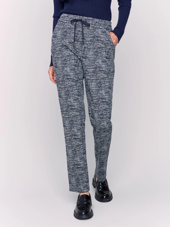 Charlie B Plaid Knit Jogger Pant Navy C5559-922B-P117