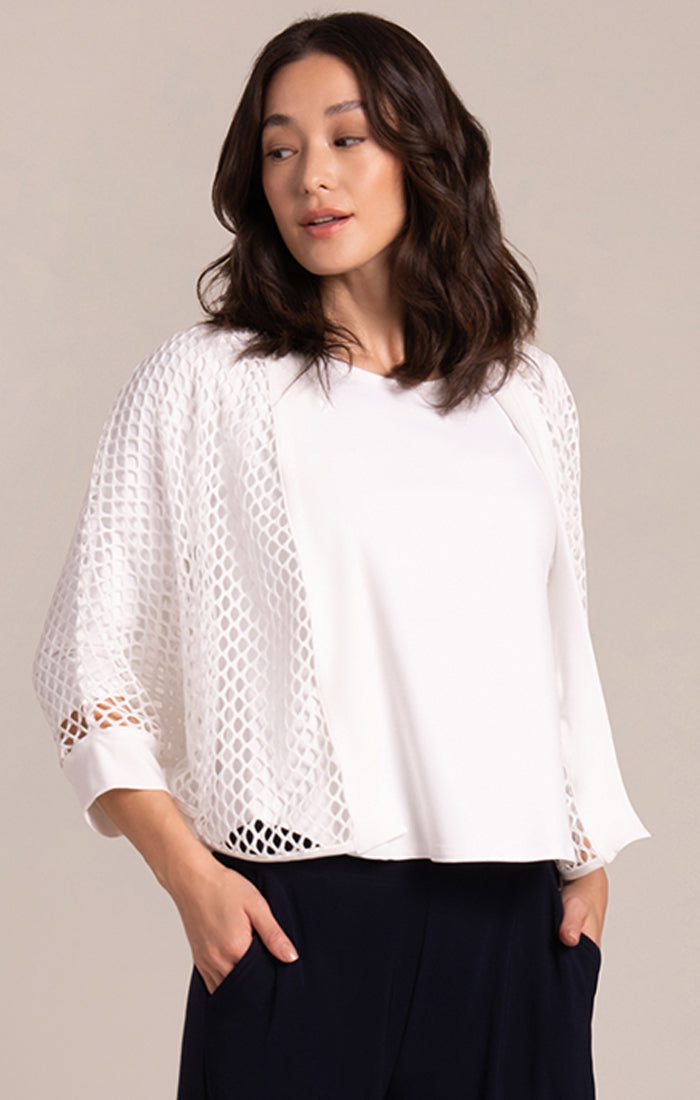 Sympli Honeycomb Shrug White HON25178-2