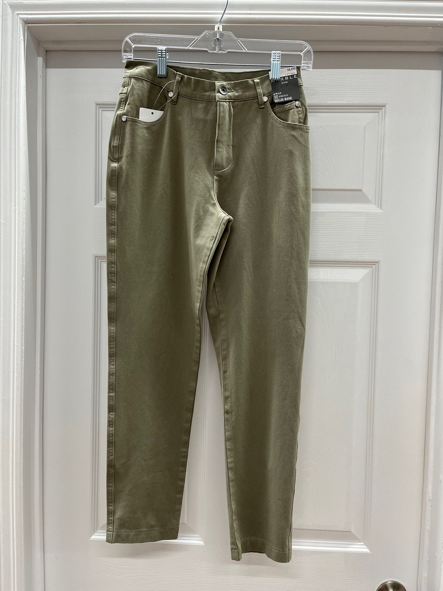 Marble High Waisted 4-Way Stretch Slim Jeans Khaki 2400-123