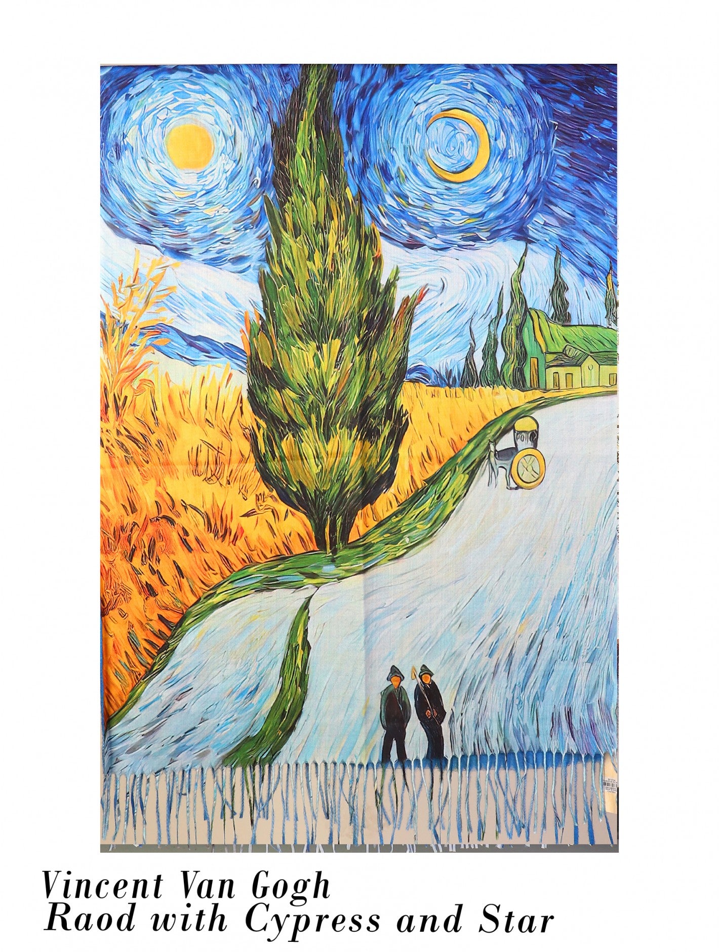 Cherie Bliss Oil Painting Scarf "Vincent Van Gogh: Road with Cypress and Star"SF1724