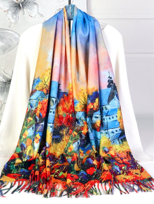 Cherie Bliss Oil Painting Double Sided Scarf SF202509