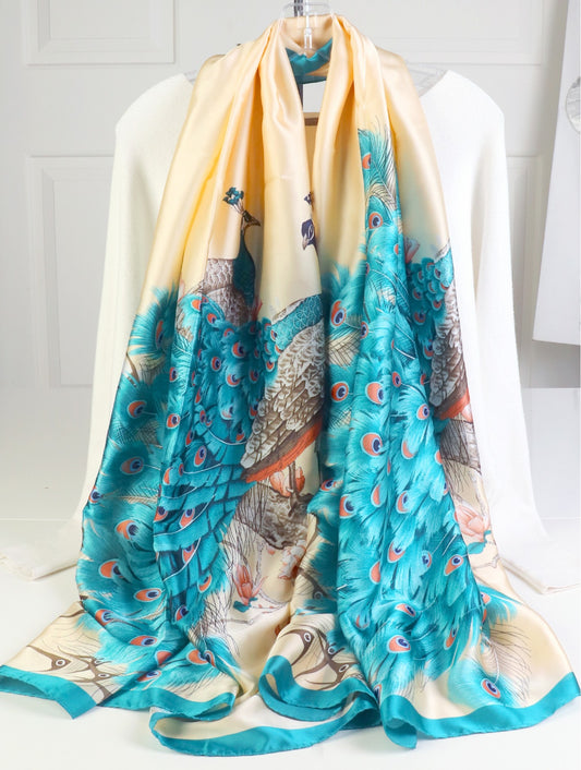 Laimizz/Cherie Bliss Spring Print Peacock Scarf Teal SF210233